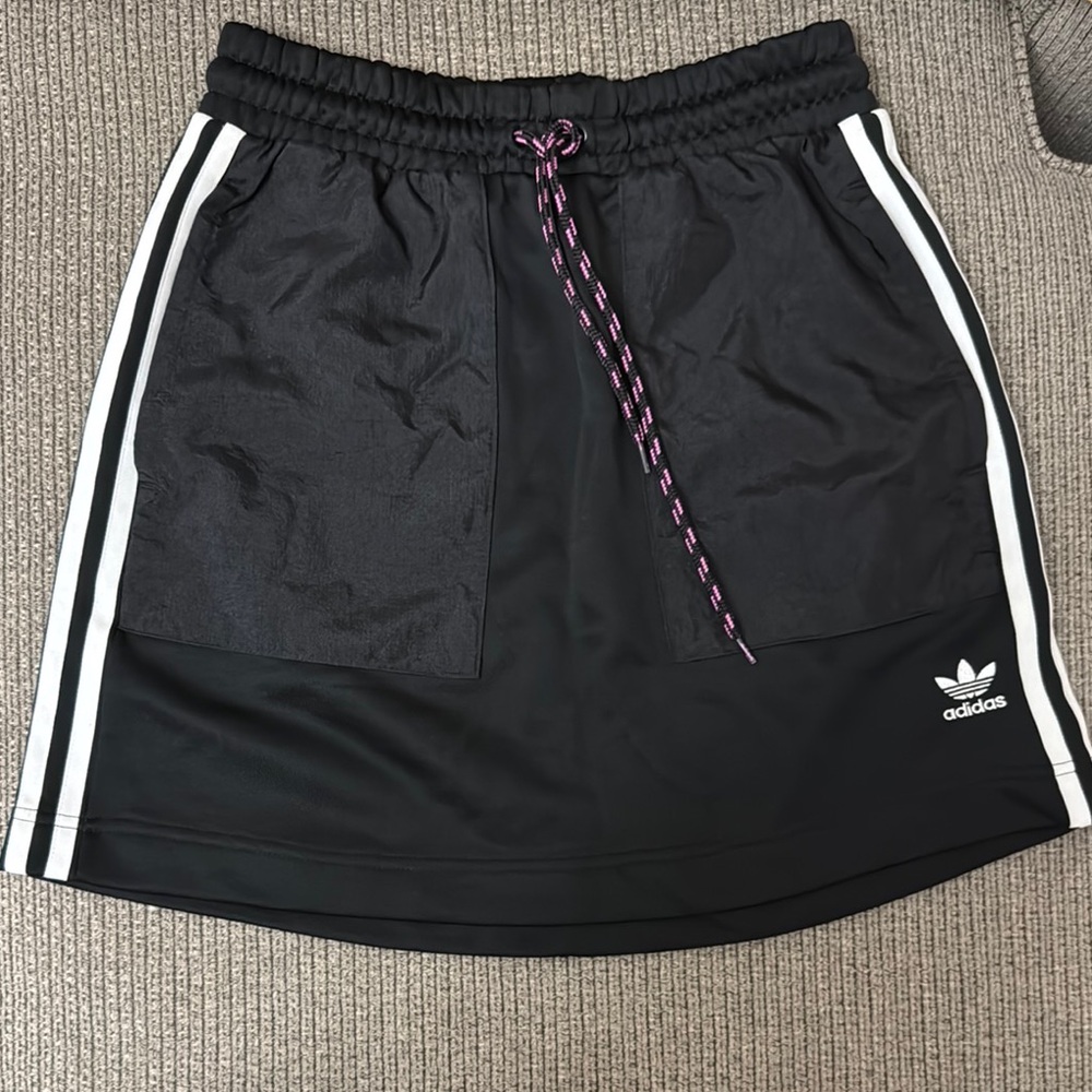 Adidas Black Mini Skirt with White Stripes